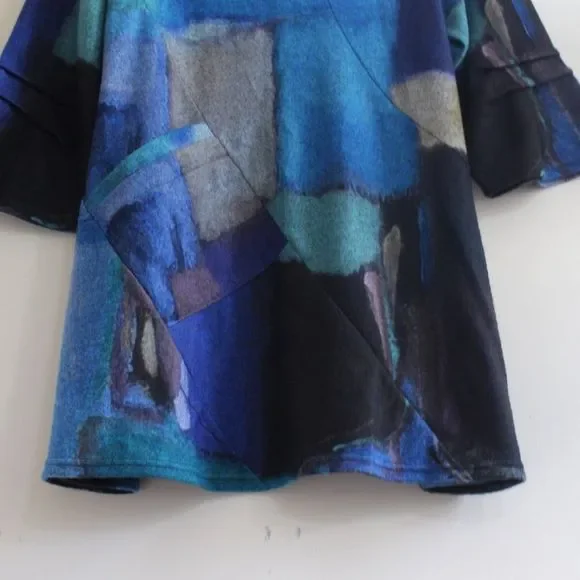 Damee Colorblock Turtleneck Tunic‎ Women's S Oversized Boxy Lagenlook Arttowear - Picture 3 of 11